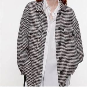 Zara Wool Blend Oversized Houndstooth Shacket Sz M